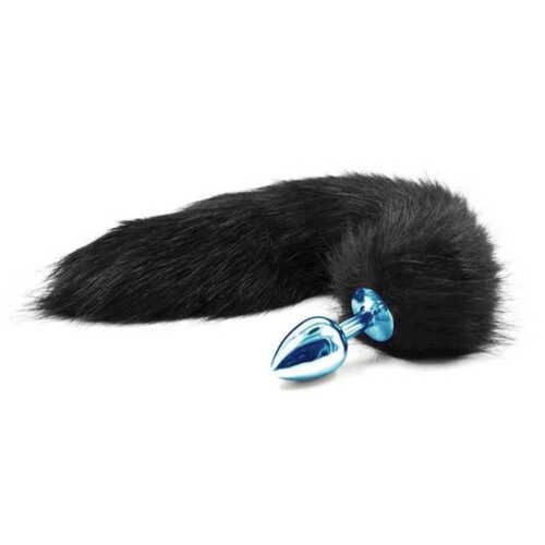 CSA116AZP-Azul_1 Plug de Metal com Rabo Preto 6,5X2,5cm Hard