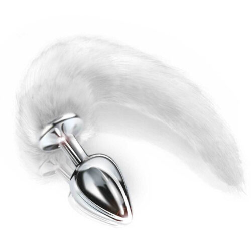 CSA116CRO-Cromada_1 Plug de Metal com Rabo Branco 6,5X2,5cm Hard