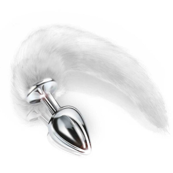 Plug de Metal com Rabo Branco 6,5X2,5cm Hard