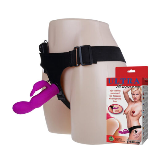 CT005_1 Cinta Peniana com Prótese em Silicone e Estimulador Clitoriano Multivelocidade