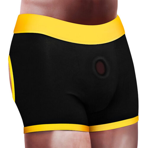 CU002P-P-Preto-com-Amarelo_1 Lovetoy Horny Strapon Shorts Cueca Boxer Tamanho P Vip Mix