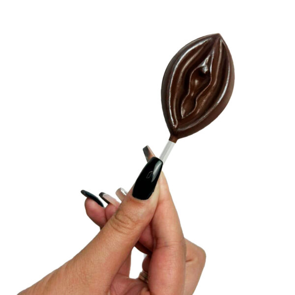 CV1_2 Pirulito de Chocolate em Formato de Vagina Texturizada com Glitter Sevensexshop