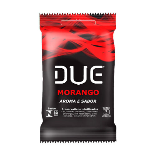 D2022-Morango_1 Preservativos Lubrificados Aroma e Sabor com 3 Unidades Due