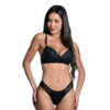 D348-P-Preto_1 Conjunto Canelado com Detalhes em Renda e Bojo Dira's Lingerie