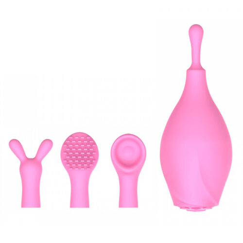 DB070-Rosa_1 Dibe Beenle Estimulador de Clitóris com 7 Vibrações e 3 Pontas Removíveis Miss Collection