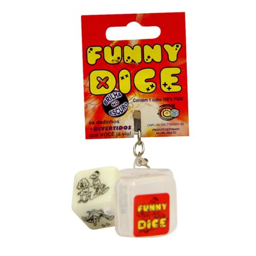 DIVER09_1 Chaveiro Funny Dice Brilha no Escuro Diversão em Cubo
