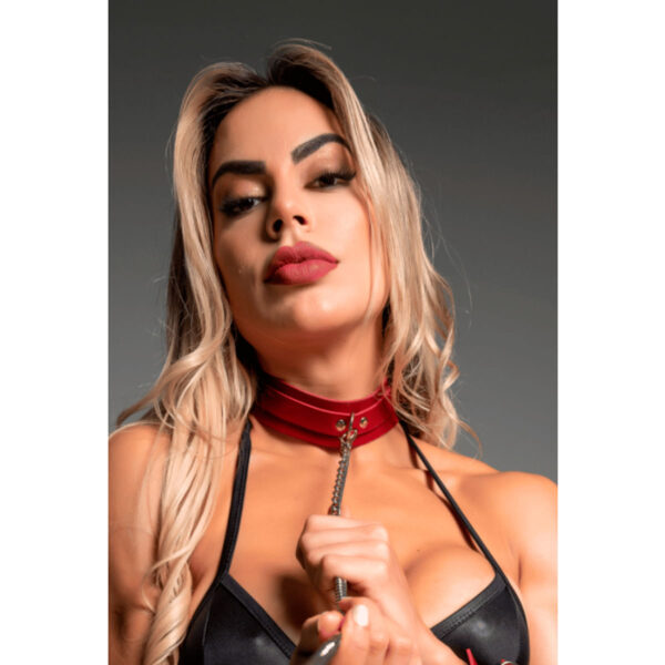 DX4270VM-Vermelho_2 Coleira Creta com Corrente Guia Dominatrixxx