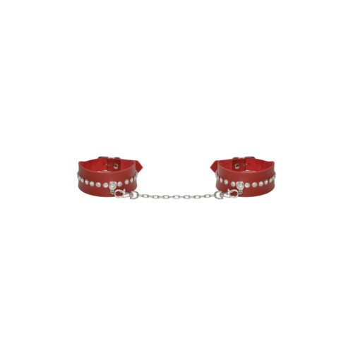 DX4294VM-Vermelho_1 Tornozeleira Princess em Couro Sintético com Pedras Dominatrixxx