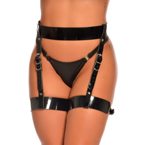 DX4315p-Preto_1 Harness de Perna Leg Garter Vicky em Vinil Dominatrixxx