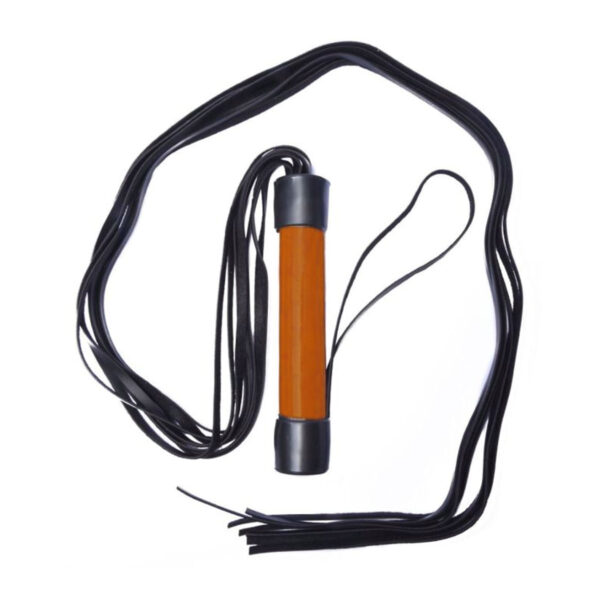 DX917LJ-Laranja_1 Chicote Verniz em Couro Sintético com Tiras de 80 cm Dominatrixxx