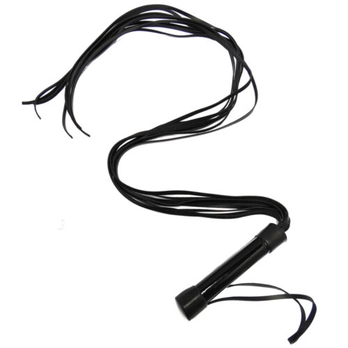 DX917P-Preto_1 Chicote Verniz em Couro Sintético com Tiras de 80 cm Dominatrixxx