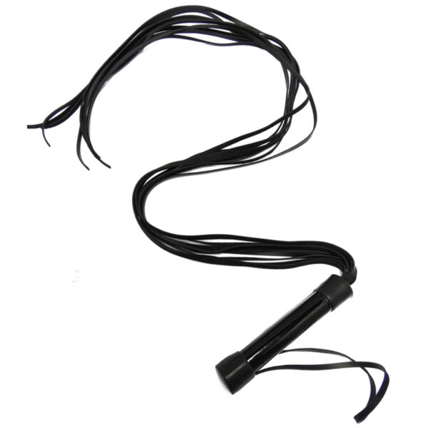 DX917P-Preto_1 Chicote Verniz em Couro Sintético com Tiras de 80 cm Dominatrixxx