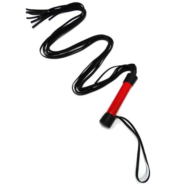 DX917VM-Vermelho_1 Chicote Verniz em Couro Sintético com Tiras de 80 cm Dominatrixxx