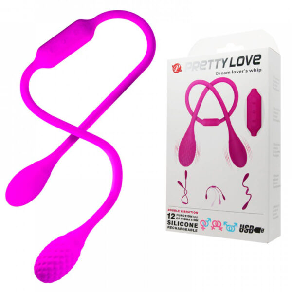 Pretty Love Dream Lover’s Whip Vibrador Duplo em Silicone com 12 Vibrações Miss Collection