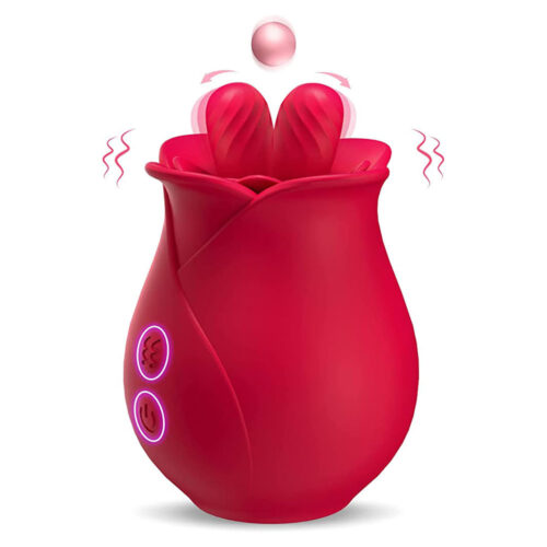 ES057-Vermelho_1 Youvibe Estimulador Clitoriano em Formato de Rosa com 10 Modos de Vibração e Vai e Vem VipMix