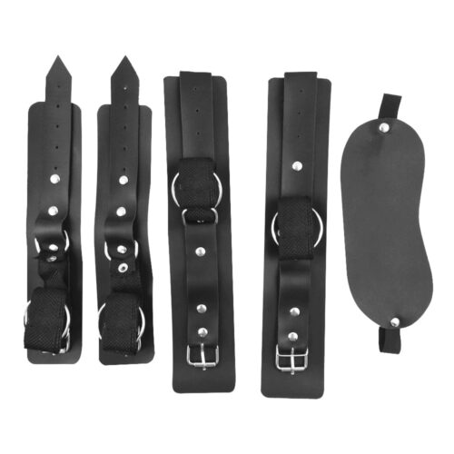 EX17-Preto_1 Kit Bondage com Algemas Venda e Tornozeleiras Linha Sado Êxtase Produtos Eróticos