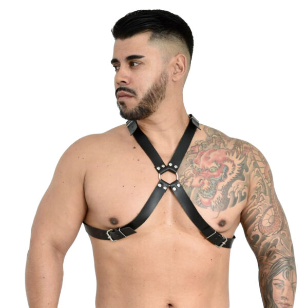 EX213-Preto_1 Harness Malik em Couro Sintético Ajustável Êxtase