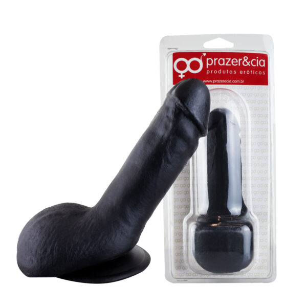 EXECSVBL-Preto_2-1- Prótese Maciça com Glande Saliente e Escroto Realista 11,8 x 3,6 cm Prazer e Cia