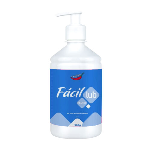 FL500N-Neutro_1 Fácil Lub Gel para Massagem Corporal Neutro 500g Chillies - Fácil Lub Gel para Massagem Corporal Beijável 500g Chillies