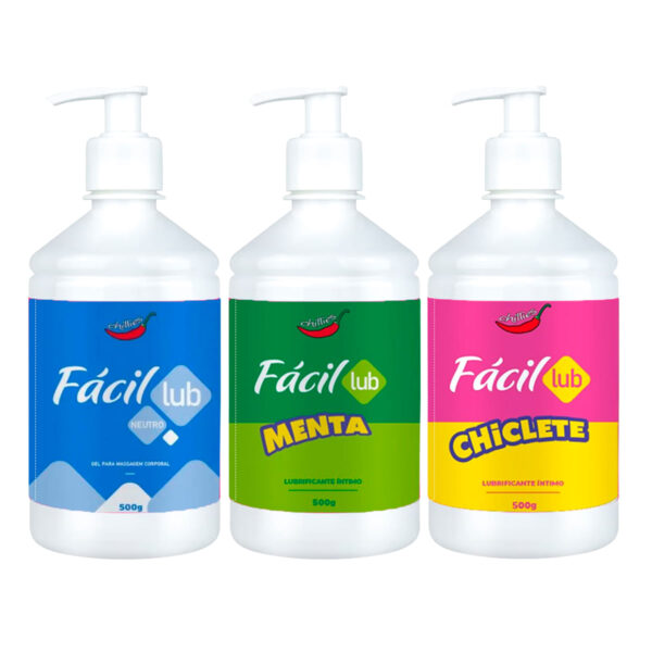 FL500N-Neutro_2 Fácil Lub Gel para Massagem Corporal Neutro 500g Chillies - Fácil Lub Gel para Massagem Corporal Beijável 500g Chillies