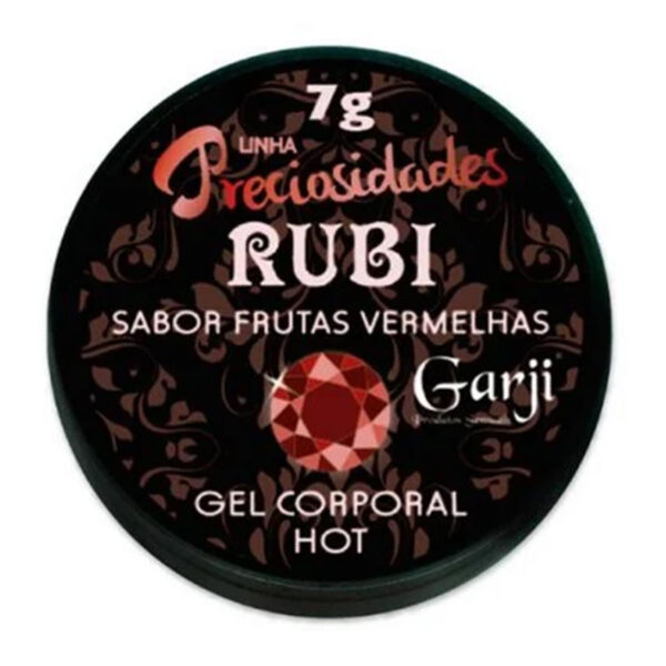 Rubi Gel Lubrificante Beijável com Sensação Hot 7g Linha Preciosidades Garji