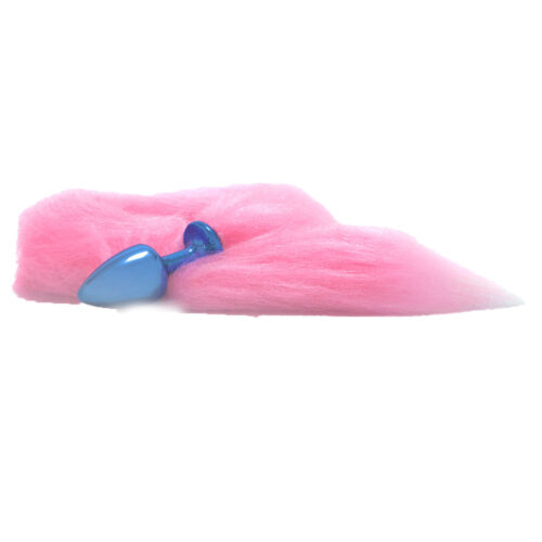 HA116AR-Azul_1 Plug Anal com Rabo Raposa de Pelúcia Rosa Hard
