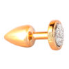 HA143DC-Cromada_1 Plug Anal P Dourado Pedra Cravejada em Strass Linha Less 7,5x3,5 cm Hard