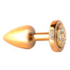 HA143DD-Dourado_1 Plug Anal P Dourado Pedra Cravejada em Strass Linha Less 7,5x3,5 cm Hard