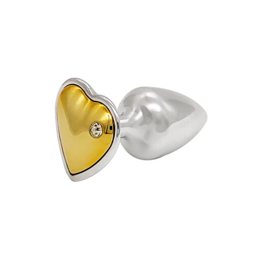 HA161CD-Dourado_1 Plug Coração Cromado com Pedra Colorida e Strass Hard