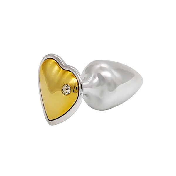 Plug Coração Cromado com Pedra Colorida e Strass Hard