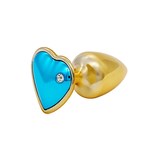 Plug Anal Coração Dourado com Pedra Colorida e Strass Hard