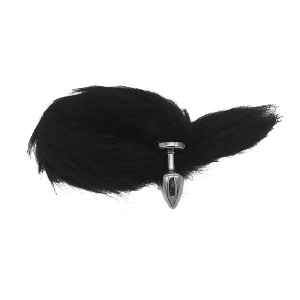 HA168CP-Cromado_1 Plug Anal com Rabo Preto Linha Less Hard