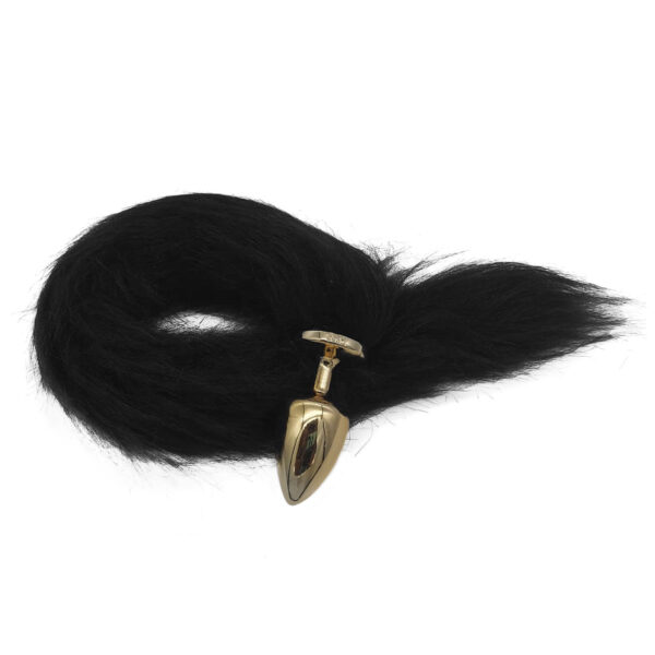 HA169DP-Dourado_1 Plug Anal com Rabo Preto Linha Less Hard