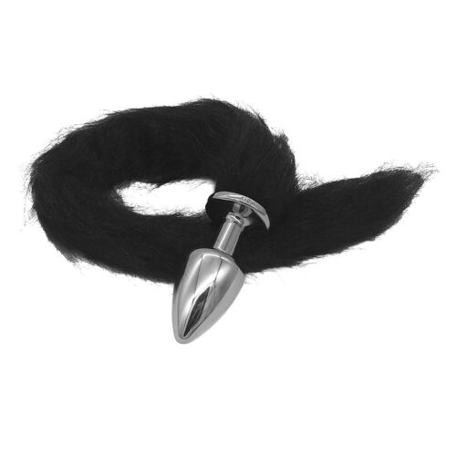 HA170CP-Cromado_1 Plug Anal com Rabo Preto Linha Less Hard