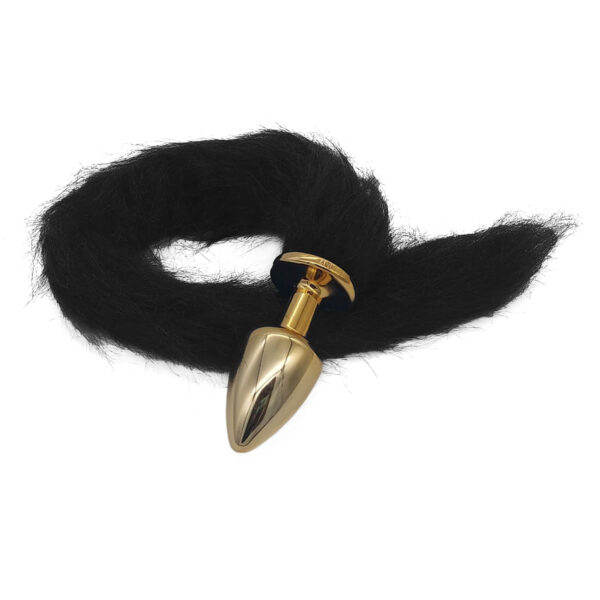 HA170DP-Dourado_1 Plug Anal com Rabo Preto Linha Less Hard
