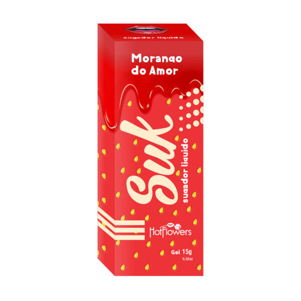 HC160-Morango-do-Amor_2 Suk Gel Sugador Líquido Beijável com Extrato de Jambu 15g Hot Flowers