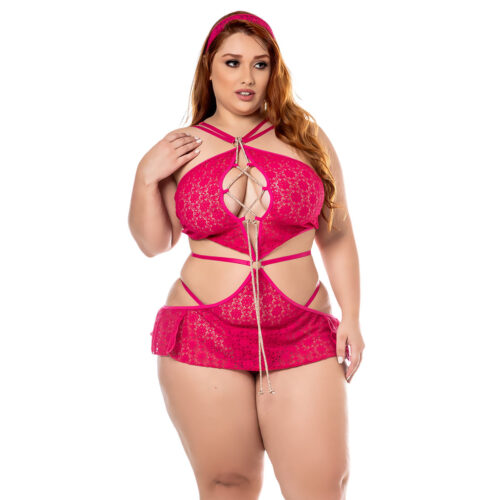 HCP001-U-Pink_1 Fantasia Ride Plus Size Linha Hottie Girl Hot Flowers