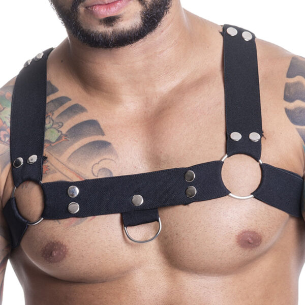 Arreio de Elastano com Peças Metálicas - Harness Arreio de Couro Sintético Formato H SD Clothing