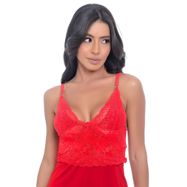 HL014-P-Vermelho_4 Camisola com Renda em Malha e Lacinho Hot Love