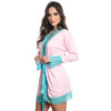 HL016-M-Rosa-Claro-com-Verde-Agua_2 Robe Manga Longa Micrody com Detalhes Rendados Hot Love