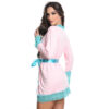 HL016-M-Rosa-Claro-com-Verde-Agua_3 Robe Manga Longa Micrody com Detalhes Rendados Hot Love