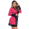 HL016-M-Rosa_2 Robe Manga Longa Micrody com Detalhes Rendados Hot Love