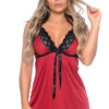 Camisola com Fita em Cetim com Renda Hot Love