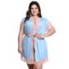 HL057-48-Azul-Claro-com-Rose_2 Robe Manga Curta Plus Size com Detalhes em Renda Hot Love