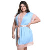 HL057-48-Azul-Claro-com-Rose_4 Robe Manga Curta Plus Size com Detalhes em Renda Hot Love