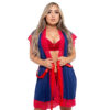 HL057-48-Azul-Marinho-com-Vermelho_1 Robe Manga Curta Plus Size com Detalhes em Renda Hot Love