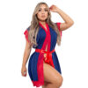 HL057-48-Azul-Marinho-com-Vermelho_2 Robe Manga Curta Plus Size com Detalhes em Renda Hot Love
