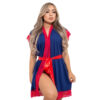HL057-48-Azul-Marinho-com-Vermelho_3 Robe Manga Curta Plus Size com Detalhes em Renda Hot Love