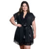 HL057-48-Preto_1 Robe Manga Curta Plus Size com Detalhes em Renda Hot Love