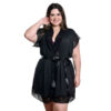 HL057-48-Preto_2 Robe Manga Curta Plus Size com Detalhes em Renda Hot Love